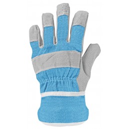 Kinder handschoenen leer blauw