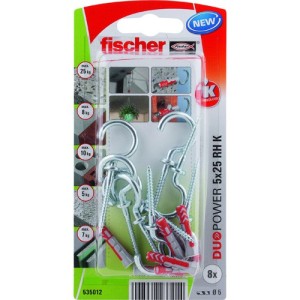 Fischer Plug Duopower 5x25mm met ronde haak 8 stuks