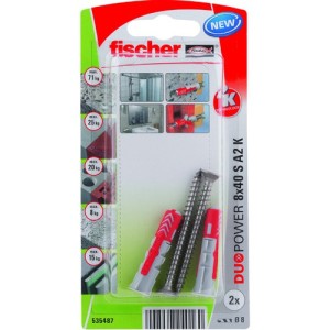 Fischer Plug Duopower 8x40mm met RVS A2 schroef 2 stuks