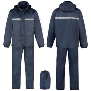 Regenpak donkerblauw met Reflectie streep