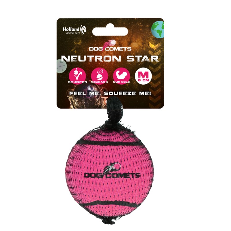 Hondenspeeltje Neutron Star Tennisbal met pieper M Roze