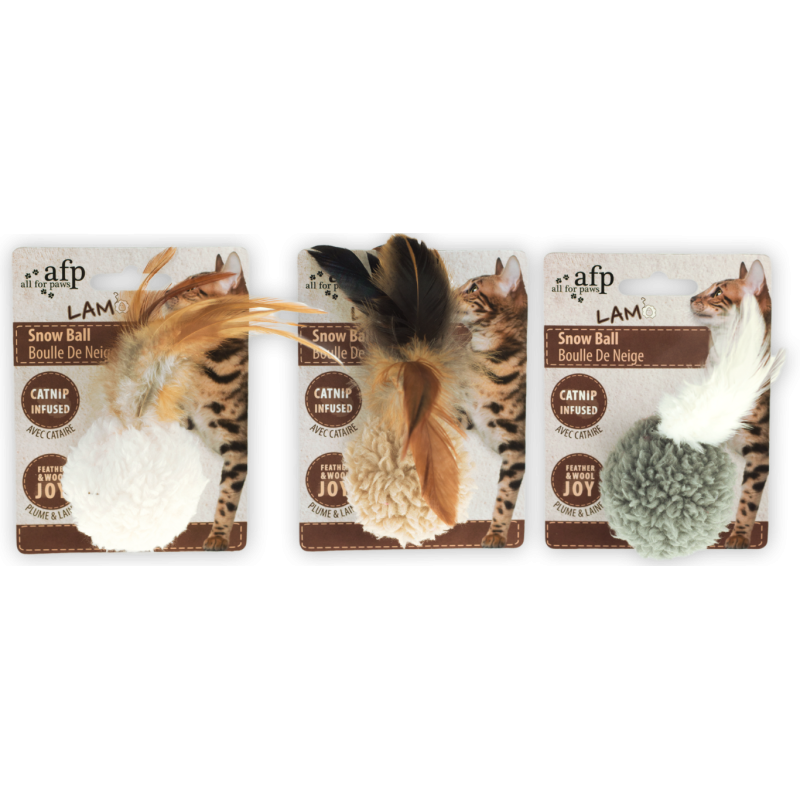 Kattenspeeltje lamswol snow-ball met catnip