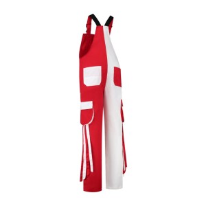 Tuinbroek 4-kleur rood/wit met franje