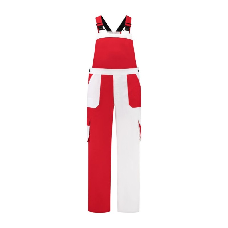 Tuinbroek kind 4-kleur rood/wit met franje