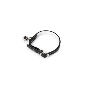 Kattenhalsband met bel leer zwart 23,5-28 cm