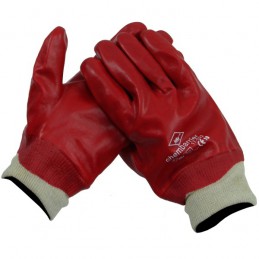 Handschoen PVC rood tricotboord gesloten rug