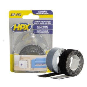 Zip Fix klittenband zwart 2x 20mm x 1m