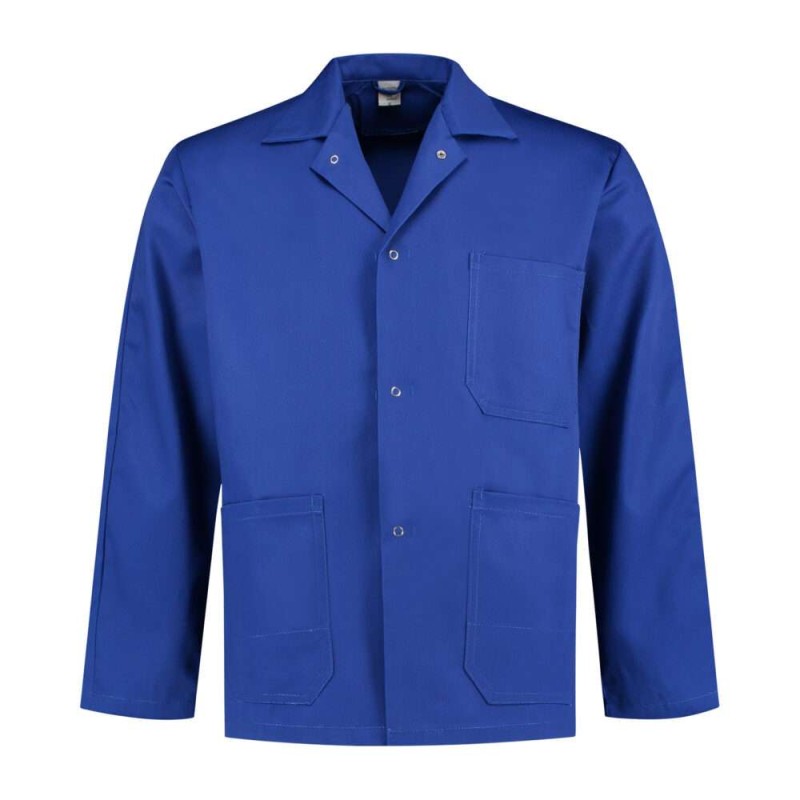 Werkjas kort polyester/katoen korenblauw