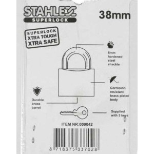 Hangslot Stahlex 38mm met 3 sleutels