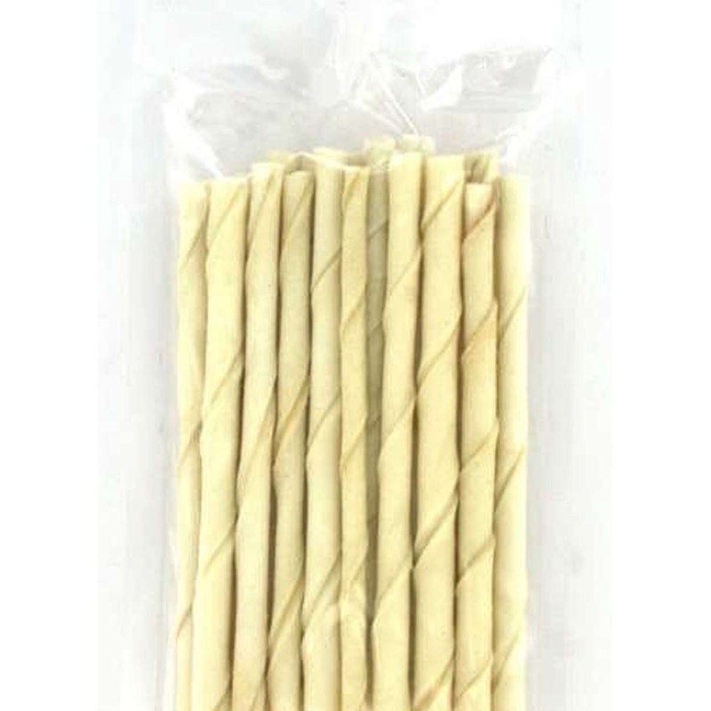 Honden kauwsnack witte gedraaide staafjes 7/8 mm 20 stuks