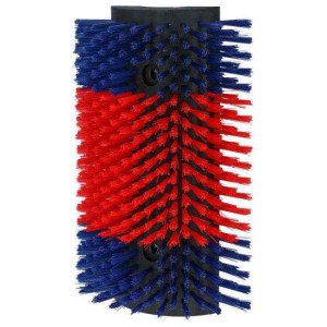 Halfronde koeborstel / veeborstel blauw/rood XL