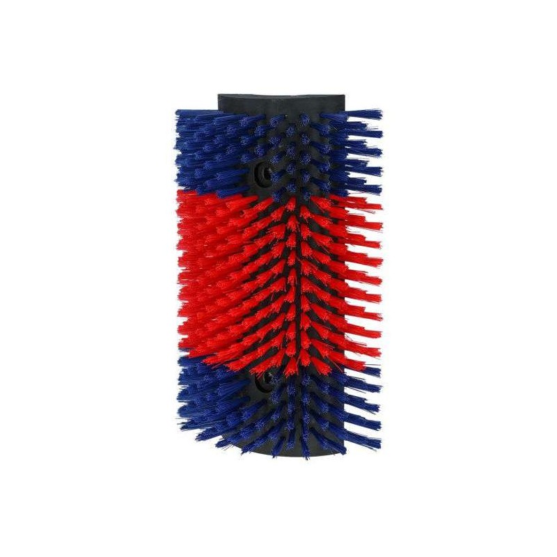 Halfronde koeborstel / veeborstel blauw/rood XL