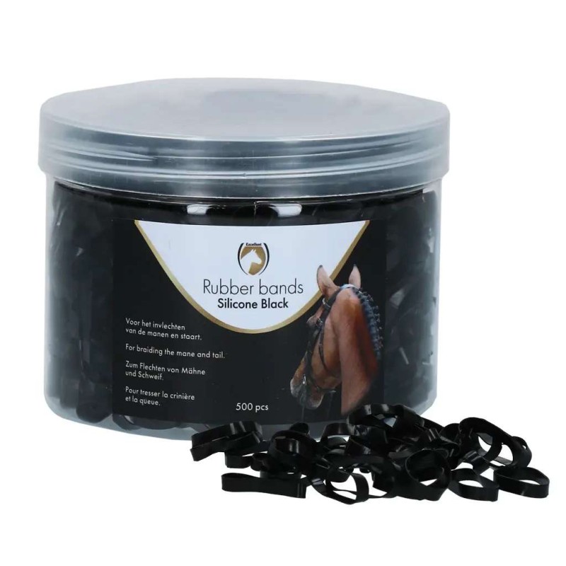 Excellent Horse maanelastiekjes zwart 500 stuks