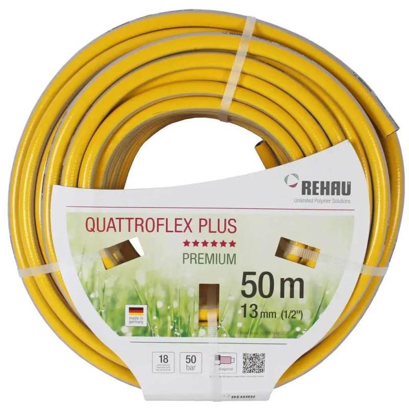 Gele tuinslang quattroflex getricoteerd no torsion white plus 1/2 i...