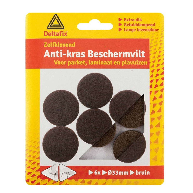 Anti-krasvilt zelfklevend rond bruin 33 mm 6 stuks