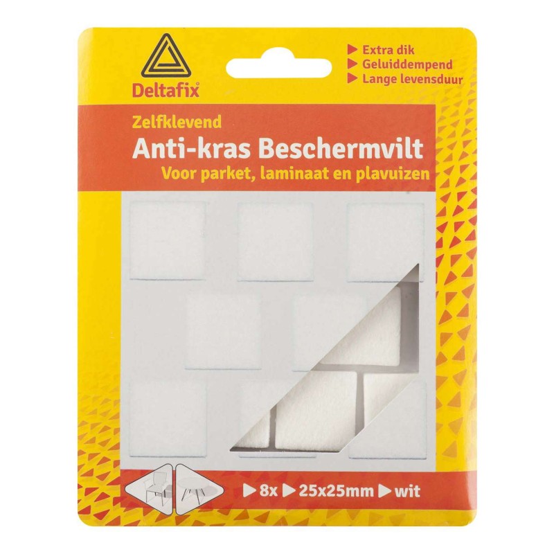 Anti-krasvilt zelfklevend vierkant wit 25 mm x 25 mm 8 stuks
