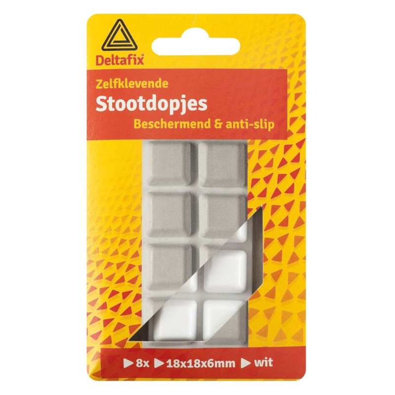 Stootdop zelfklevend wit 18 mm x 18 mm x 6 mm 8 stuks