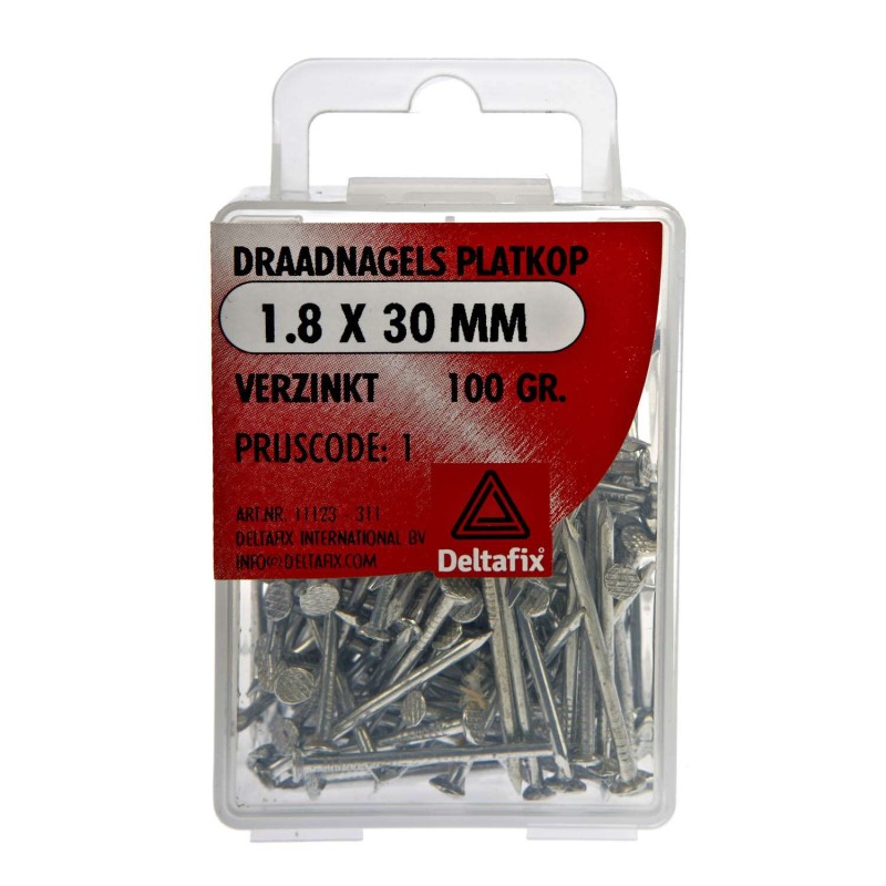 Draadnagel platkop verzinkt 1.8 x 30mm 100gr