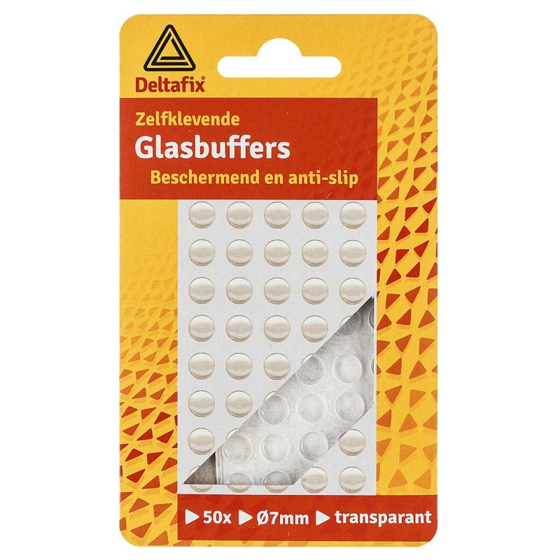 Glasbuffer zelfklevend bol transparant 8 mm x 1.3mm 50 stuks
