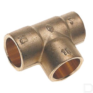 Messing T-stuk 15 x 12 x 15mm Plieger