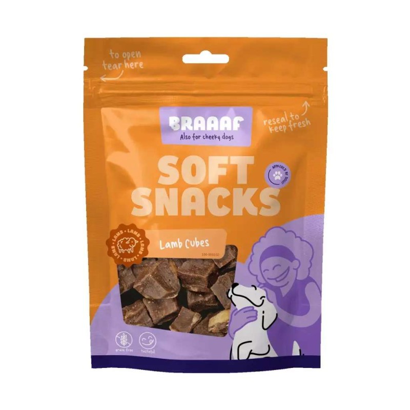 Braaaf honden soft snack blokjes met lam en vis