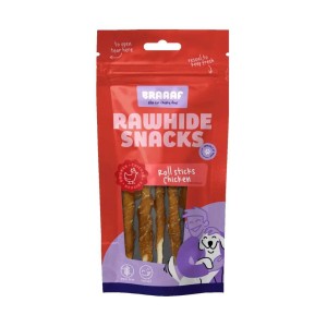Braaaf hondensnack rawhide roll sticks kip 8 stuks
