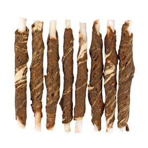 Braaaf hondensnack rawhide roll sticks lam en vis 8 stuks