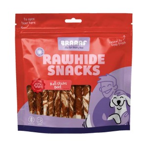Braaaf hondensnack rawhide roll sticks rund en vis 25 stuks