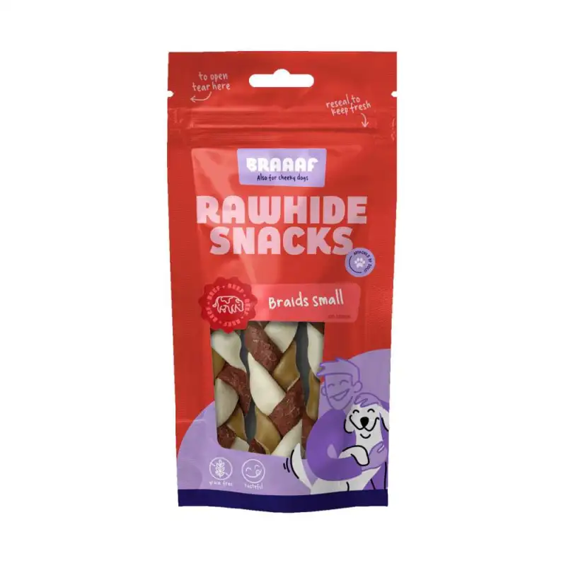 Braaaf hondensnack twister vlecht 12 cm 3 stuks