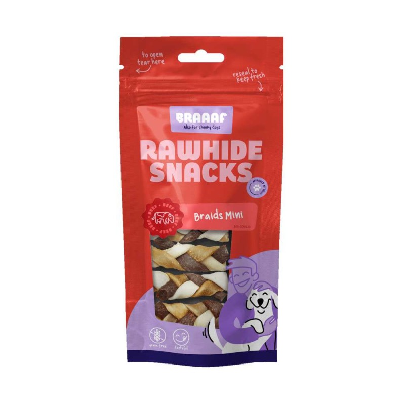 Braaaf hondesnack twister vlecht 6 cm 5 stuks