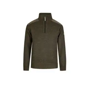 Storvik gebreide pullover Liam gevoerd olijfgroen