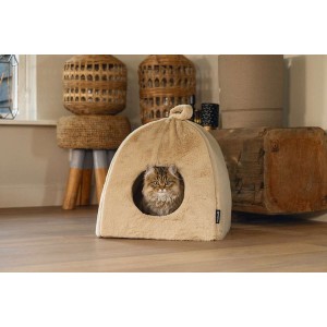 Beeztees Kattenslaaphuis Moza pluche beige 40x40x40 cm