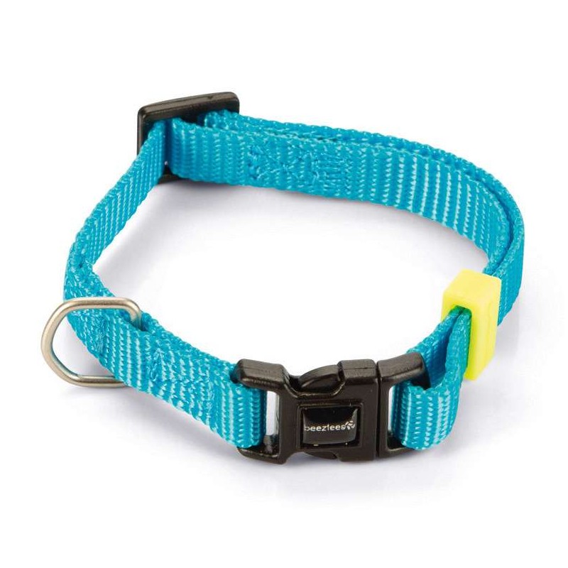 Beeztees honden halsband nylon licht blauw 26-40 cm x 15 mm