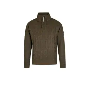 Gebreide kabel pullover Lunt teddy gevoerd olijfgroen