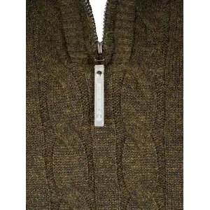 Gebreide kabel pullover Lunt teddy gevoerd olijfgroen