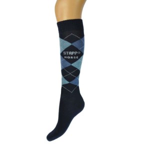 Paardrijsok Stapp Horse ruit navy/lichtblauw