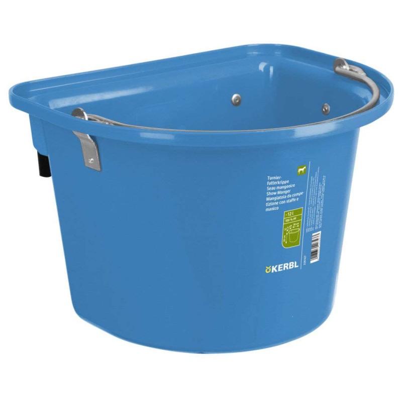 Voerbak met ophanghaken en hengsel royal blauw 12L