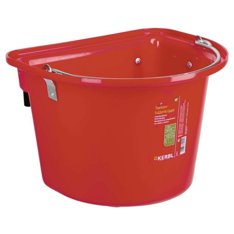 Voerbak met ophanghaken en hengsel rood 12L
