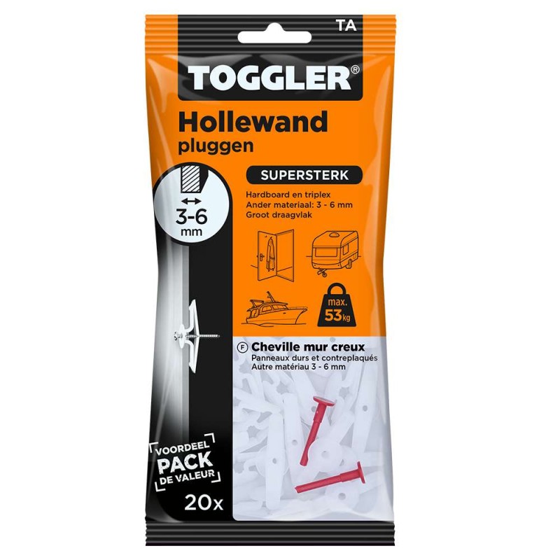 Toggler hollewandplug TA 3-6 mm 20 stuks