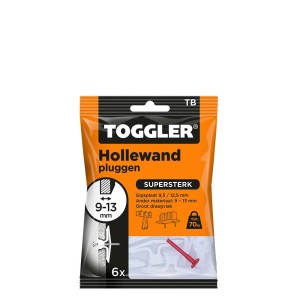 Toggler hollewandplug TB 9-13 mm 6 stuks