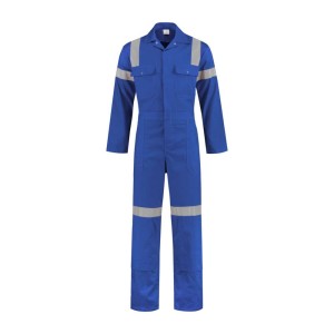 Katoenen hoge zichtbaarheidsoverall korenblauw