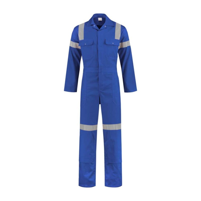 Katoenen hoge zichtbaarheidsoverall korenblauw