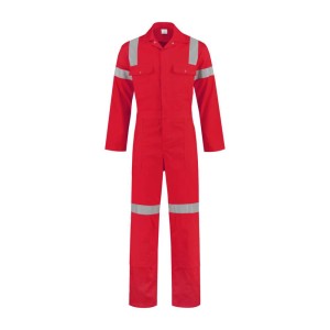 Katoenen hoge zichtbaarheidsoverall rood