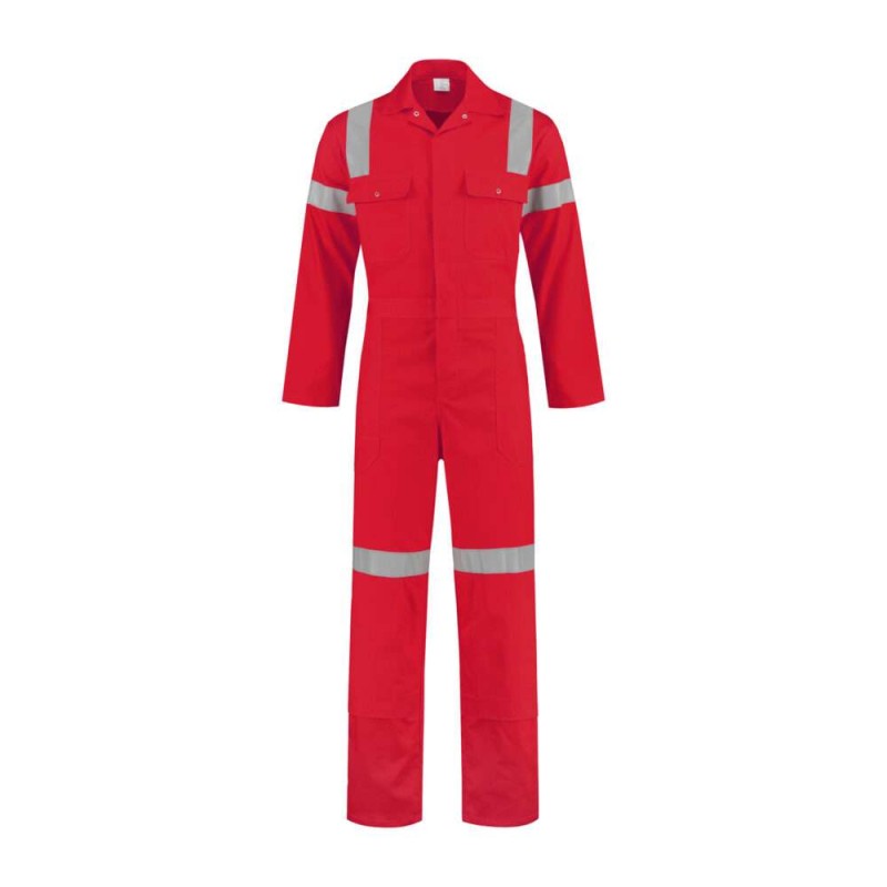 Katoenen hoge zichtbaarheidsoverall rood