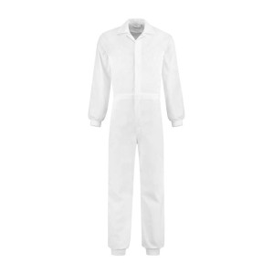 Food overall polyester/katoen met tricot manchetten wit