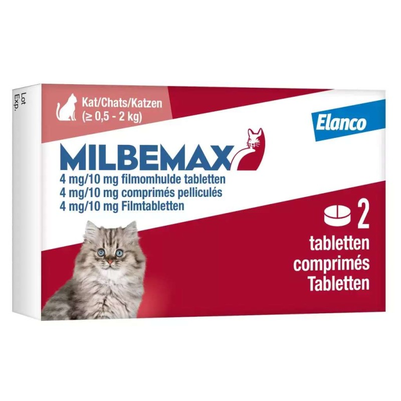 Milbemax ontwormingstabletten kitten/kat klein 0.5-2 kg 2 stuks