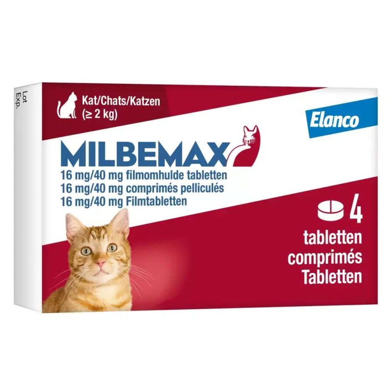 Milbemax ontwormingstabletten kat groot 2kg 4 tabletten