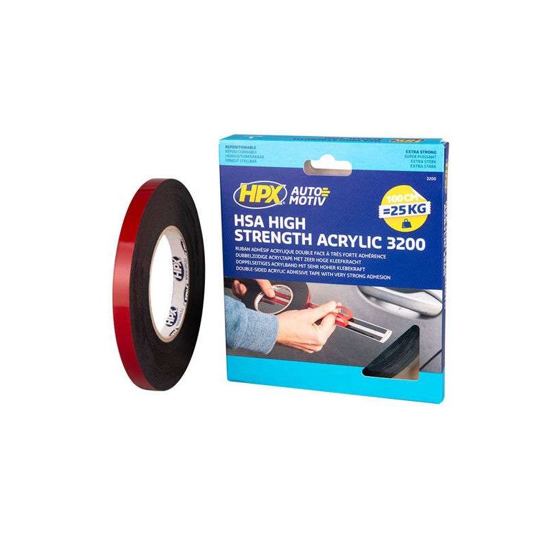 Dubbelzijdigte tape HPX HSA high strength acrylic 12mm 10m