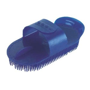 Kunststof rosborstel met verstelbaar bandje blauw