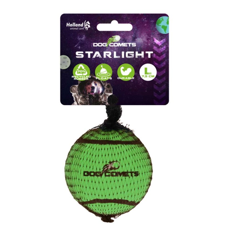 Dog Comets tennisbal starlight L groen